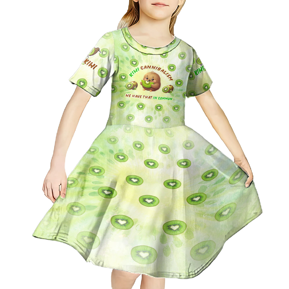 Kiwi Cannibalism Kid Short Sleeve Dress New Zealand Kiwi Cute Bird Funny DT02 - Polynesian Pride