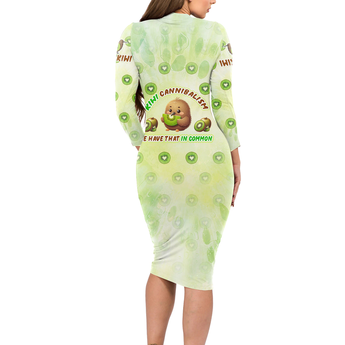Kiwi Cannibalism Long Sleeve Bodycon Dress New Zealand Kiwi Cute Bird Funny DT02 - Polynesian Pride