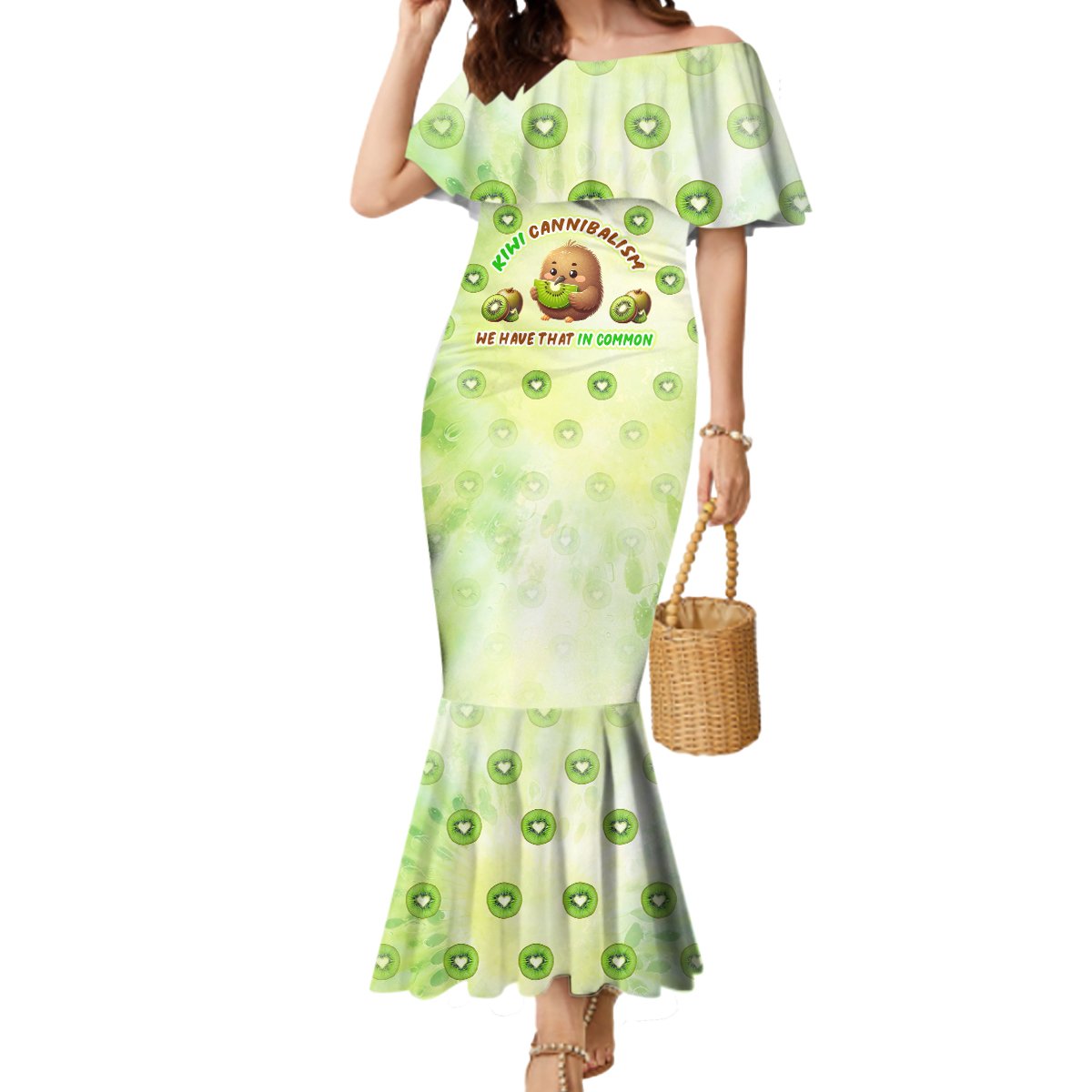 Kiwi Cannibalism Mermaid Dress New Zealand Kiwi Cute Bird Funny DT02 Women Green - Polynesian Pride