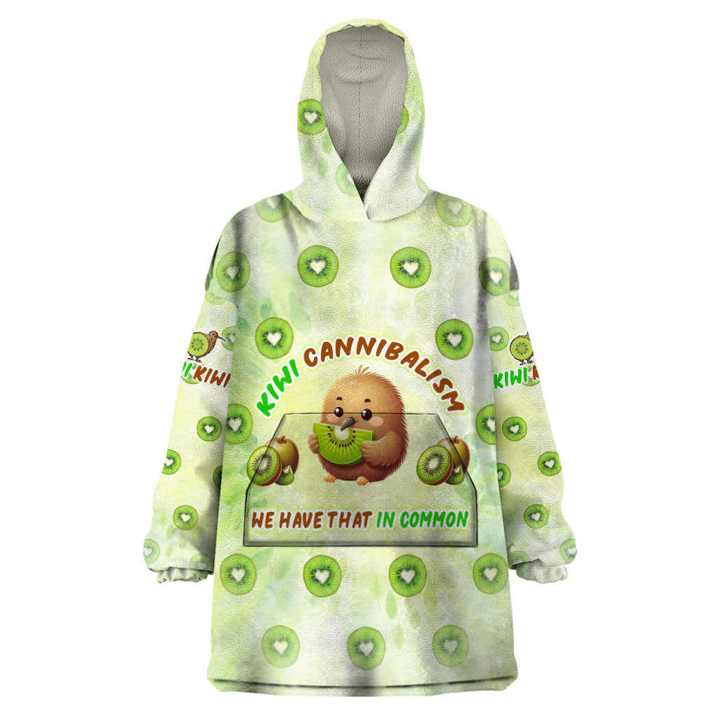 Kiwi Cannibalism Wearable Blanket Hoodie New Zealand Kiwi Cute Bird Funny DT02 One Size Green - Polynesian Pride