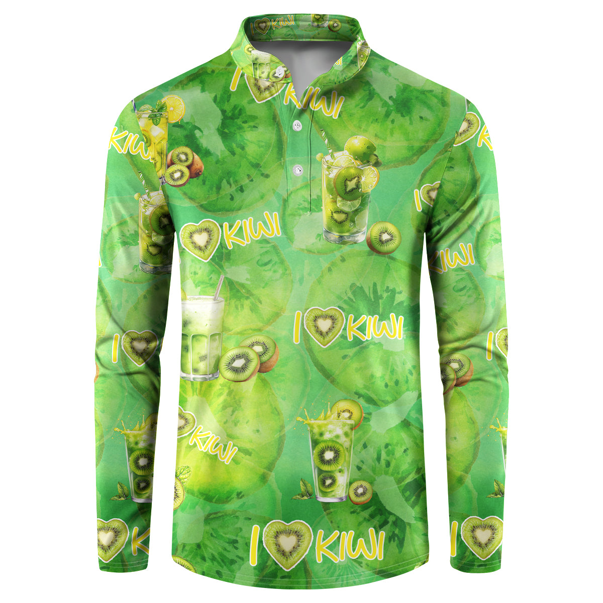 I Love Kiwi Button Sweatshirt New Zealand Kiwi Fruit Summer Cocktail