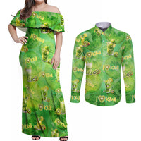 I Love Kiwi Couples Matching Off Shoulder Maxi Dress and Long Sleeve Button Shirt New Zealand Kiwi Fruit Summer Cocktail DT02 Green - Polynesian Pride