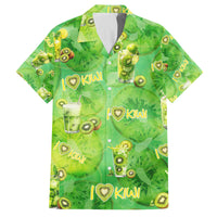 I Love Kiwi Family Matching Off Shoulder Maxi Dress and Hawaiian Shirt New Zealand Kiwi Fruit Summer Cocktail DT02 Dad's Shirt - Short Sleeve Green - Polynesian Pride