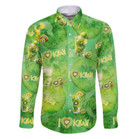 I Love Kiwi Family Matching Puletasi and Hawaiian Shirt New Zealand Kiwi Fruit Summer Cocktail DT02 Dad's Shirt - Long Sleeve Green - Polynesian Pride