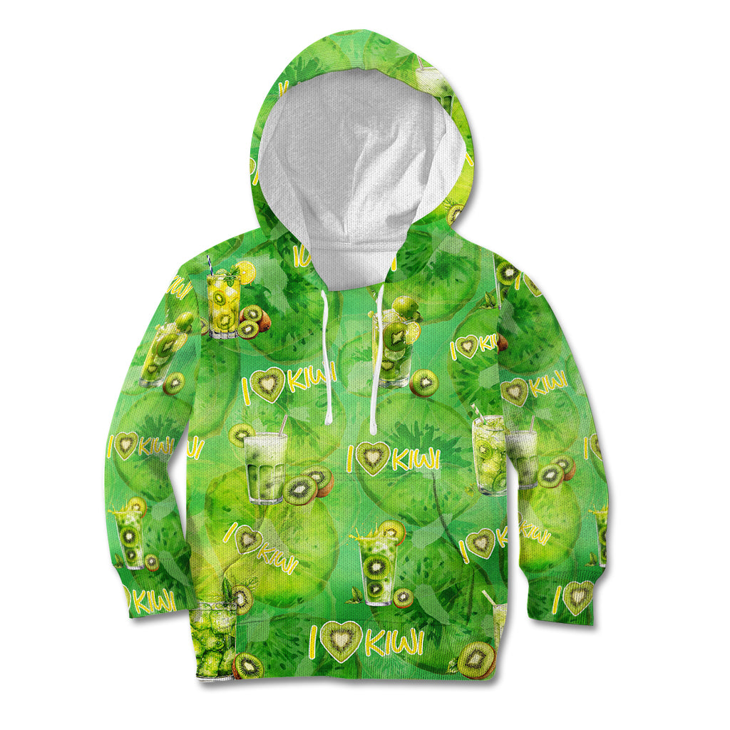 I Love Kiwi Kid Hoodie New Zealand Kiwi Fruit Summer Cocktail DT02 Hoodie Green - Polynesian Pride