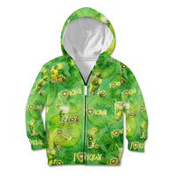 I Love Kiwi Kid Hoodie New Zealand Kiwi Fruit Summer Cocktail DT02 Zip Hoodie Green - Polynesian Pride