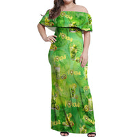 I Love Kiwi Off Shoulder Maxi Dress New Zealand Kiwi Fruit Summer Cocktail DT02 Women Green - Polynesian Pride