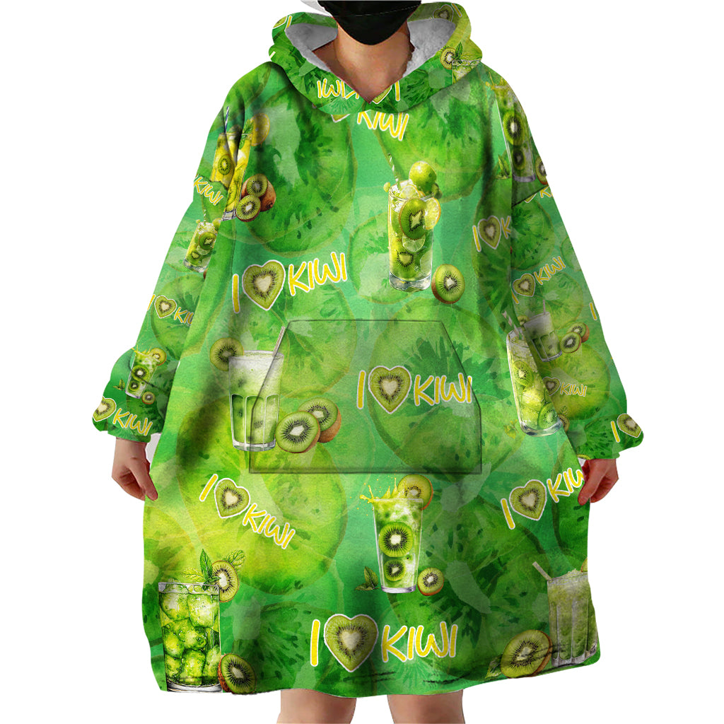 I Love Kiwi Wearable Blanket Hoodie New Zealand Kiwi Fruit Summer Cocktail DT02 - Polynesian Pride