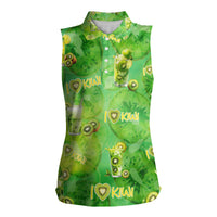 I Love Kiwi Women Sleeveless Polo Shirt New Zealand Kiwi Fruit Summer Cocktail DT02 Female Green - Polynesian Pride