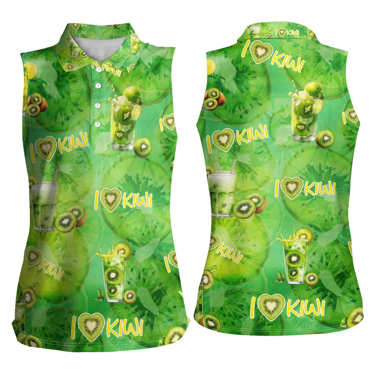 I Love Kiwi Women Sleeveless Polo Shirt New Zealand Kiwi Fruit Summer Cocktail DT02 - Polynesian Pride