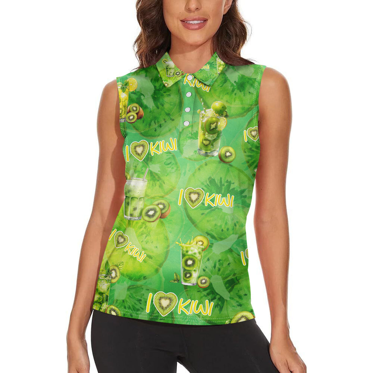I Love Kiwi Women Sleeveless Polo Shirt New Zealand Kiwi Fruit Summer Cocktail DT02 - Polynesian Pride