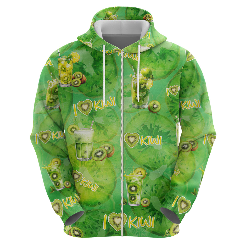 I Love Kiwi Zip Hoodie New Zealand Kiwi Fruit Summer Cocktail DT02 - Polynesian Pride