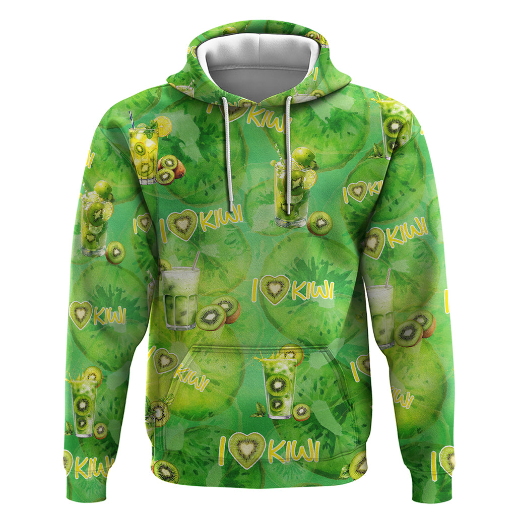 I Love Kiwi Zip Hoodie New Zealand Kiwi Fruit Summer Cocktail DT02 Pullover Hoodie Green - Polynesian Pride