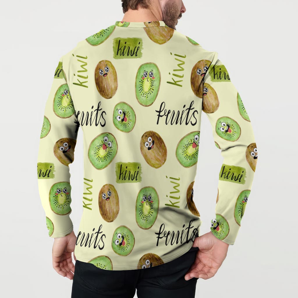Kiwi Cute Humorous Button Sweatshirt New Zealand Fruit