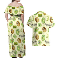 Kiwi Cute Humorous Couples Matching Off Shoulder Maxi Dress and Hawaiian Shirt New Zealand Fruit DT02 - Polynesian Pride