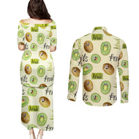 Kiwi Cute Humorous Couples Matching Puletasi and Long Sleeve Button Shirt New Zealand Fruit DT02 - Polynesian Pride