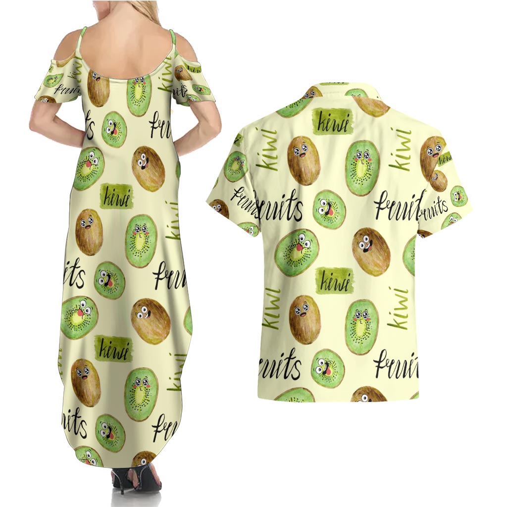 Kiwi Cute Humorous Couples Matching Summer Maxi Dress and Hawaiian Shirt New Zealand Fruit DT02 - Polynesian Pride