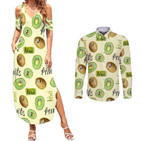 Kiwi Cute Humorous Couples Matching Summer Maxi Dress and Long Sleeve Button Shirt New Zealand Fruit DT02 Yellow - Polynesian Pride