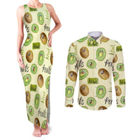 Kiwi Cute Humorous Couples Matching Tank Maxi Dress and Long Sleeve Button Shirt New Zealand Fruit DT02 Yellow - Polynesian Pride