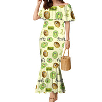 Kiwi Cute Humorous Family Matching Mermaid Dress and Hawaiian Shirt New Zealand Fruit DT02 Mom's Dress Yellow - Polynesian Pride