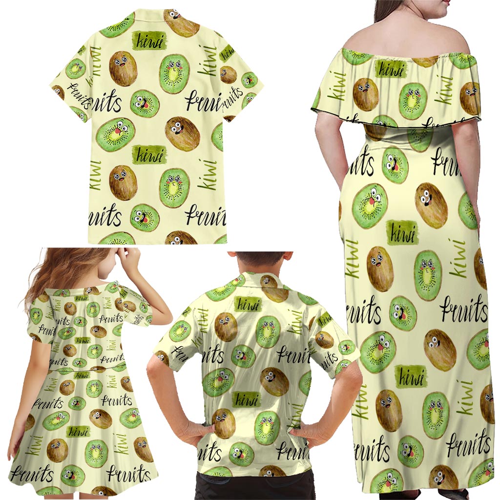 Kiwi Cute Humorous Family Matching Off Shoulder Maxi Dress and Hawaiian Shirt New Zealand Fruit DT02 - Polynesian Pride