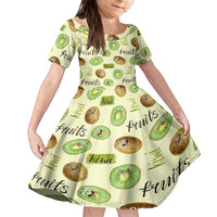Kiwi Cute Humorous Family Matching Summer Maxi Dress and Hawaiian Shirt New Zealand Fruit DT02 Daughter's Dress Yellow - Polynesian Pride