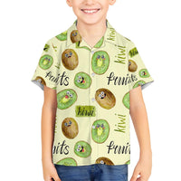Kiwi Cute Humorous Family Matching Summer Maxi Dress and Hawaiian Shirt New Zealand Fruit DT02 Son's Shirt Yellow - Polynesian Pride