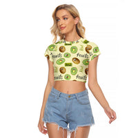 Kiwi Cute Humorous Raglan Cropped T Shirt New Zealand Fruit DT02 Female Yellow - Polynesian Pride
