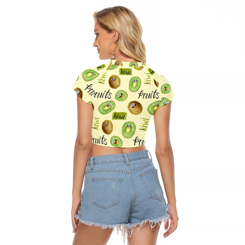 Kiwi Cute Humorous Raglan Cropped T Shirt New Zealand Fruit DT02 - Polynesian Pride