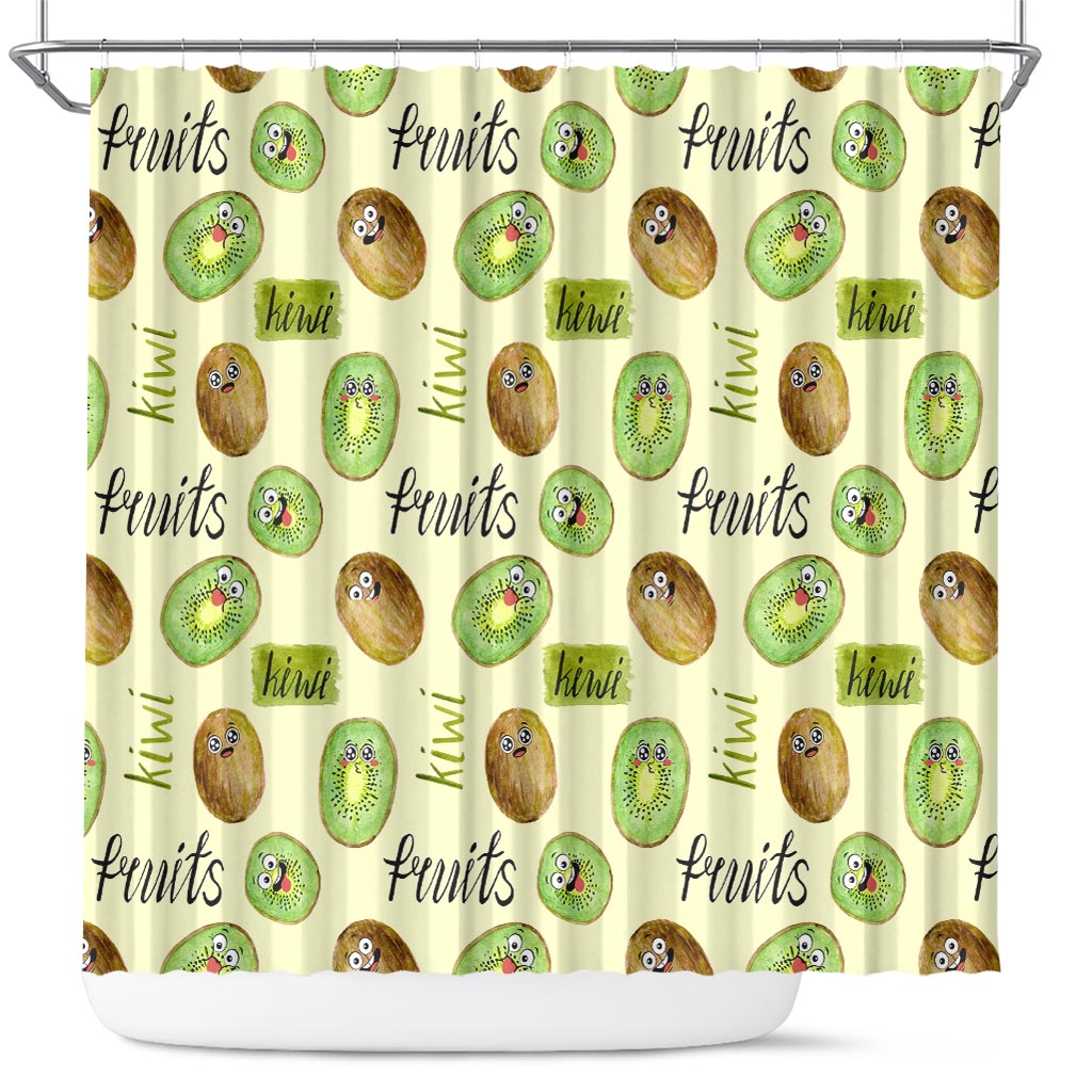 Kiwi Cute Humorous Shower Curtain New Zealand Fruit DT02 Yellow - Polynesian Pride