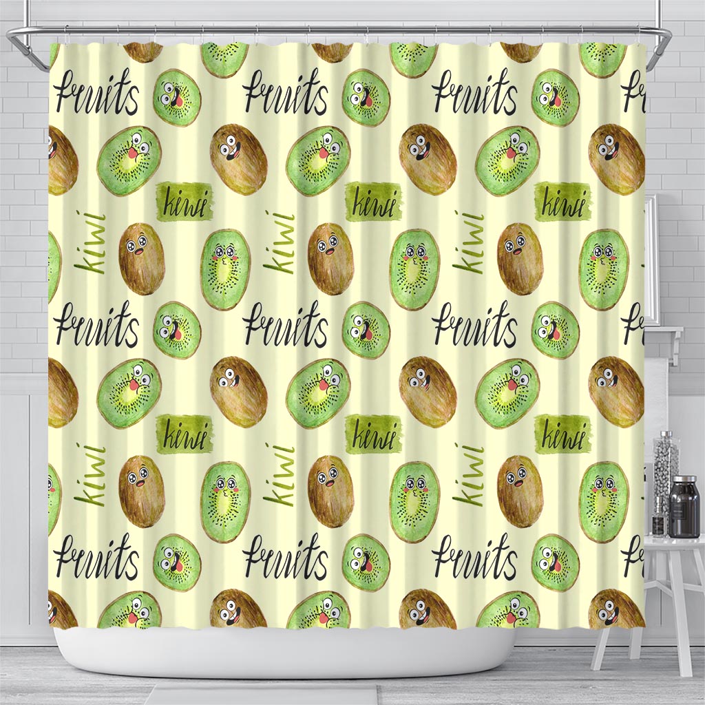 Kiwi Cute Humorous Shower Curtain New Zealand Fruit DT02 - Polynesian Pride