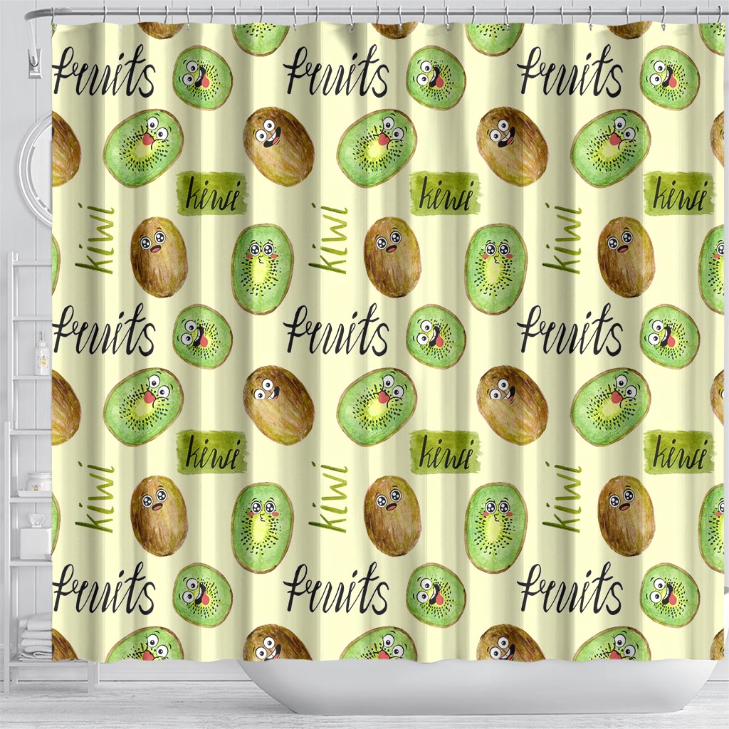 Kiwi Cute Humorous Shower Curtain New Zealand Fruit DT02 - Polynesian Pride