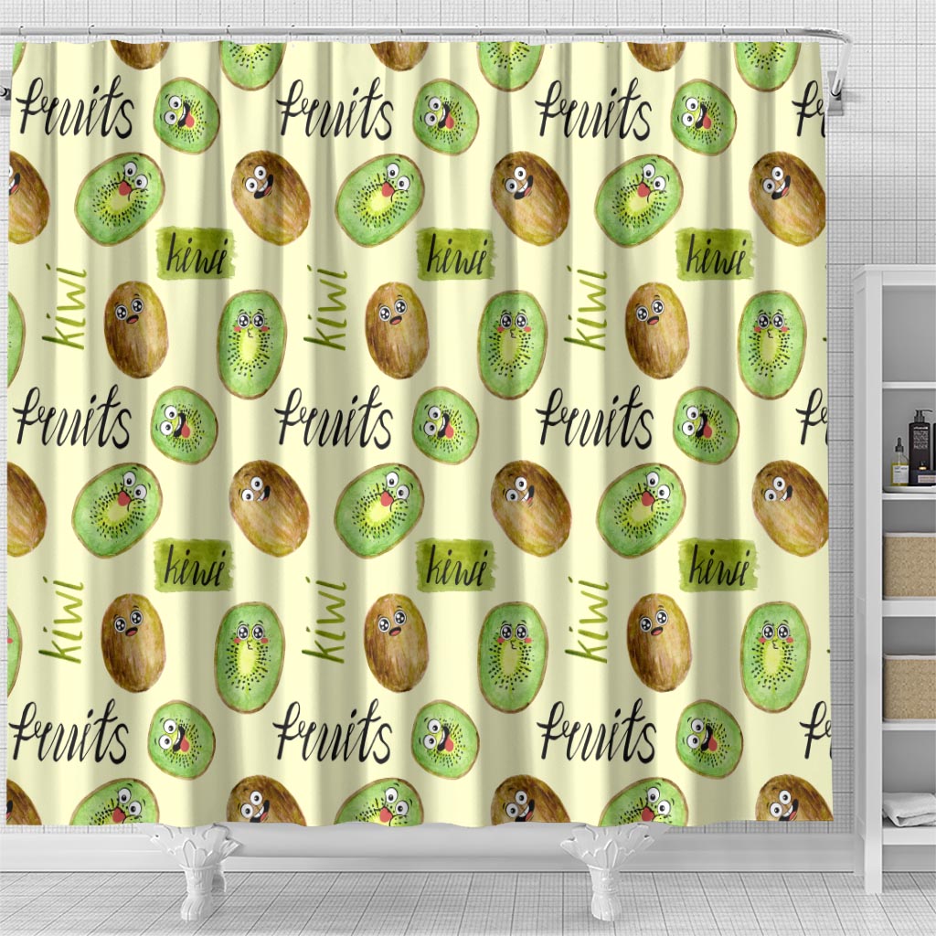 Kiwi Cute Humorous Shower Curtain New Zealand Fruit DT02 - Polynesian Pride