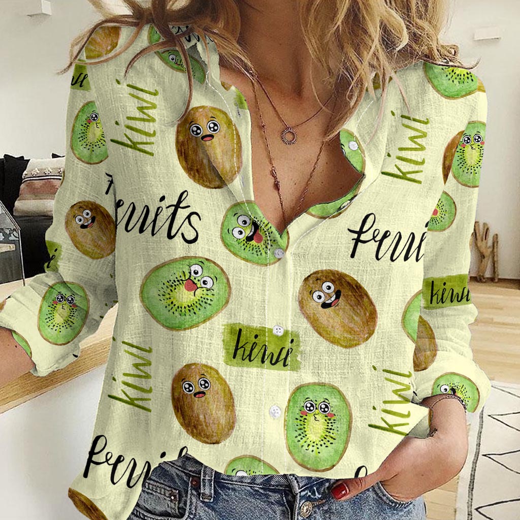 Kiwi Cute Humorous Women Casual Shirt New Zealand Fruit DT02 Female Yellow - Polynesian Pride
