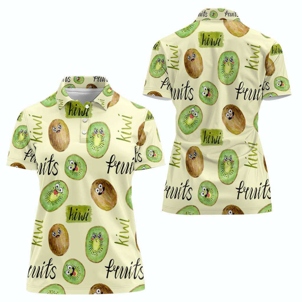 Kiwi Cute Humorous Women Polo Shirt New Zealand Fruit