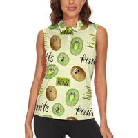 Kiwi Cute Humorous Women Sleeveless Polo Shirt New Zealand Fruit DT02 - Polynesian Pride