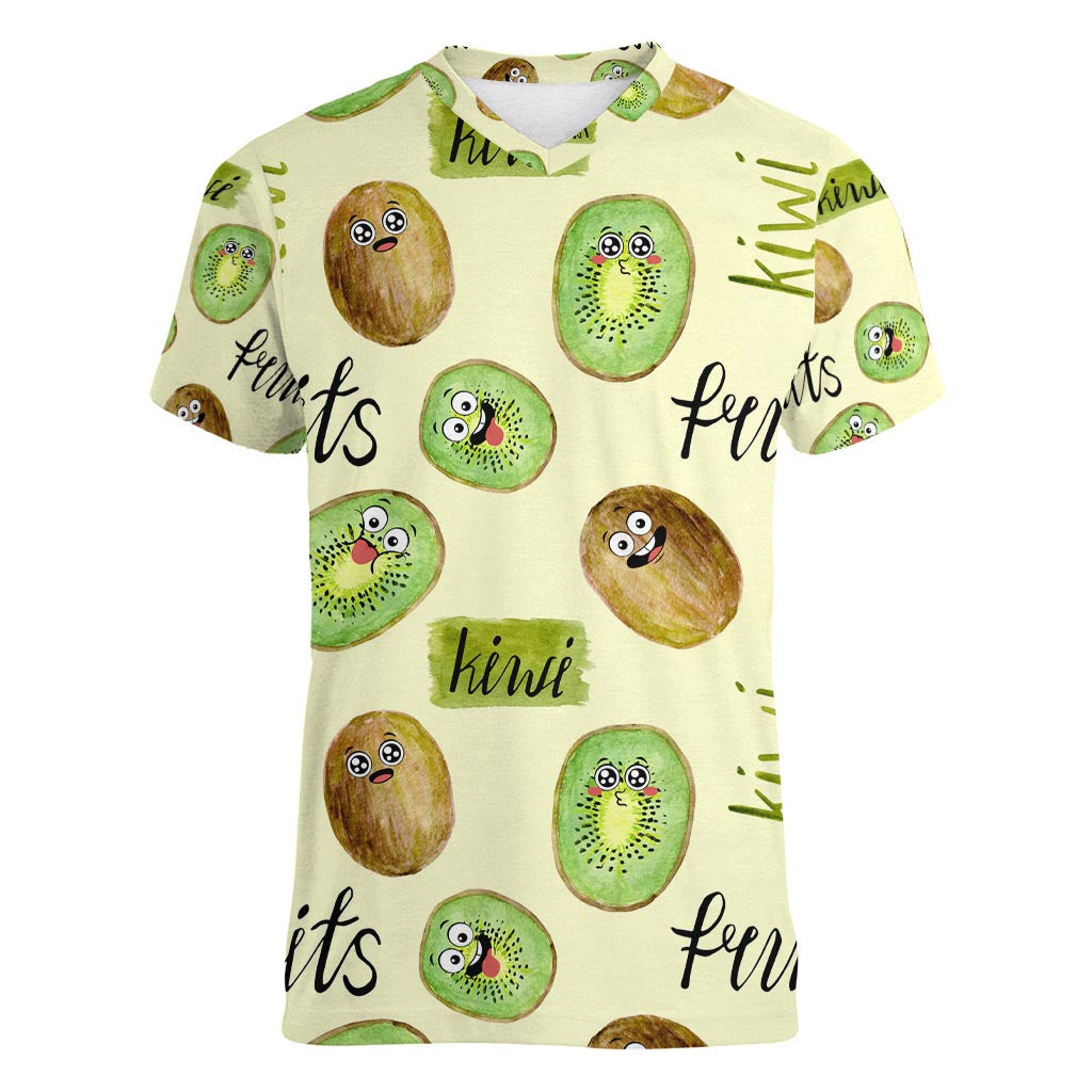 Kiwi Cute Humorous Women V-Neck T-Shirt New Zealand Fruit DT02 Female Yellow - Polynesian Pride