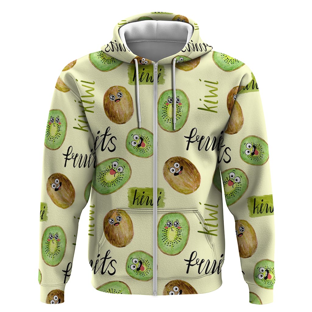 Kiwi Cute Humorous Zip Hoodie New Zealand Fruit DT02 Zip Hoodie Yellow - Polynesian Pride