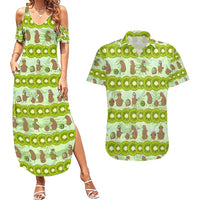 New Zealand Kiwi Fruit Witty Kiwi Bird Couples Matching Summer Maxi Dress and Hawaiian Shirt DT02 Green - Polynesian Pride