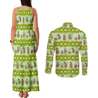 New Zealand Kiwi Fruit Witty Kiwi Bird Couples Matching Tank Maxi Dress and Long Sleeve Button Shirt DT02 - Polynesian Pride