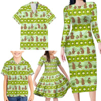 New Zealand Kiwi Fruit Witty Kiwi Bird Family Matching Long Sleeve Bodycon Dress and Hawaiian Shirt DT02 - Polynesian Pride