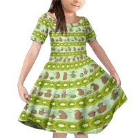 New Zealand Kiwi Fruit Witty Kiwi Bird Family Matching Mermaid Dress and Hawaiian Shirt DT02 Daughter's Dress Green - Polynesian Pride