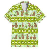 New Zealand Kiwi Fruit Witty Kiwi Bird Family Matching Off The Shoulder Long Sleeve Dress and Hawaiian Shirt DT02 Dad's Shirt - Short Sleeve Green - Polynesian Pride