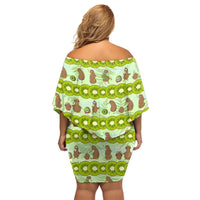 New Zealand Kiwi Fruit Witty Kiwi Bird Family Matching Off Shoulder Short Dress and Hawaiian Shirt DT02 - Polynesian Pride
