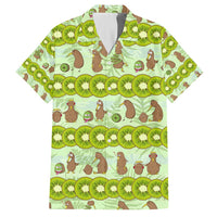 New Zealand Kiwi Fruit Witty Kiwi Bird Family Matching Summer Maxi Dress and Hawaiian Shirt DT02 Dad's Shirt - Short Sleeve Green - Polynesian Pride