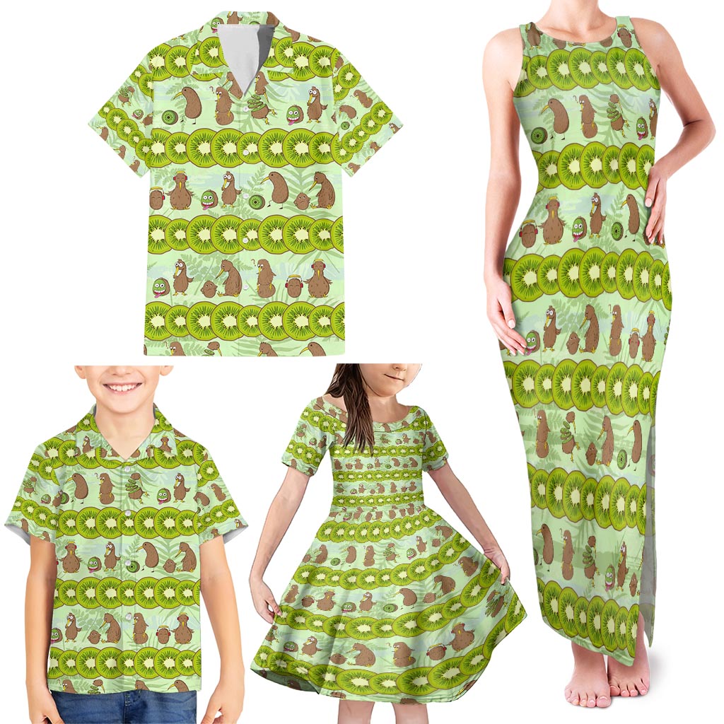 New Zealand Kiwi Fruit Witty Kiwi Bird Family Matching Tank Maxi Dress and Hawaiian Shirt DT02 - Polynesian Pride