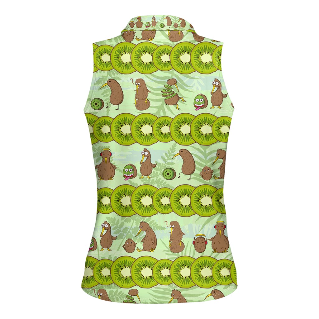 New Zealand Kiwi Fruit Witty Kiwi Bird Women Sleeveless Polo Shirt DT02 - Polynesian Pride