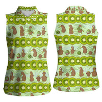 New Zealand Kiwi Fruit Witty Kiwi Bird Women Sleeveless Polo Shirt DT02 - Polynesian Pride