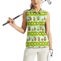 New Zealand Kiwi Fruit Witty Kiwi Bird Women Sleeveless Polo Shirt DT02 - Polynesian Pride