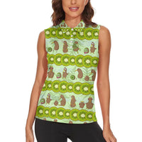 New Zealand Kiwi Fruit Witty Kiwi Bird Women Sleeveless Polo Shirt DT02 - Polynesian Pride